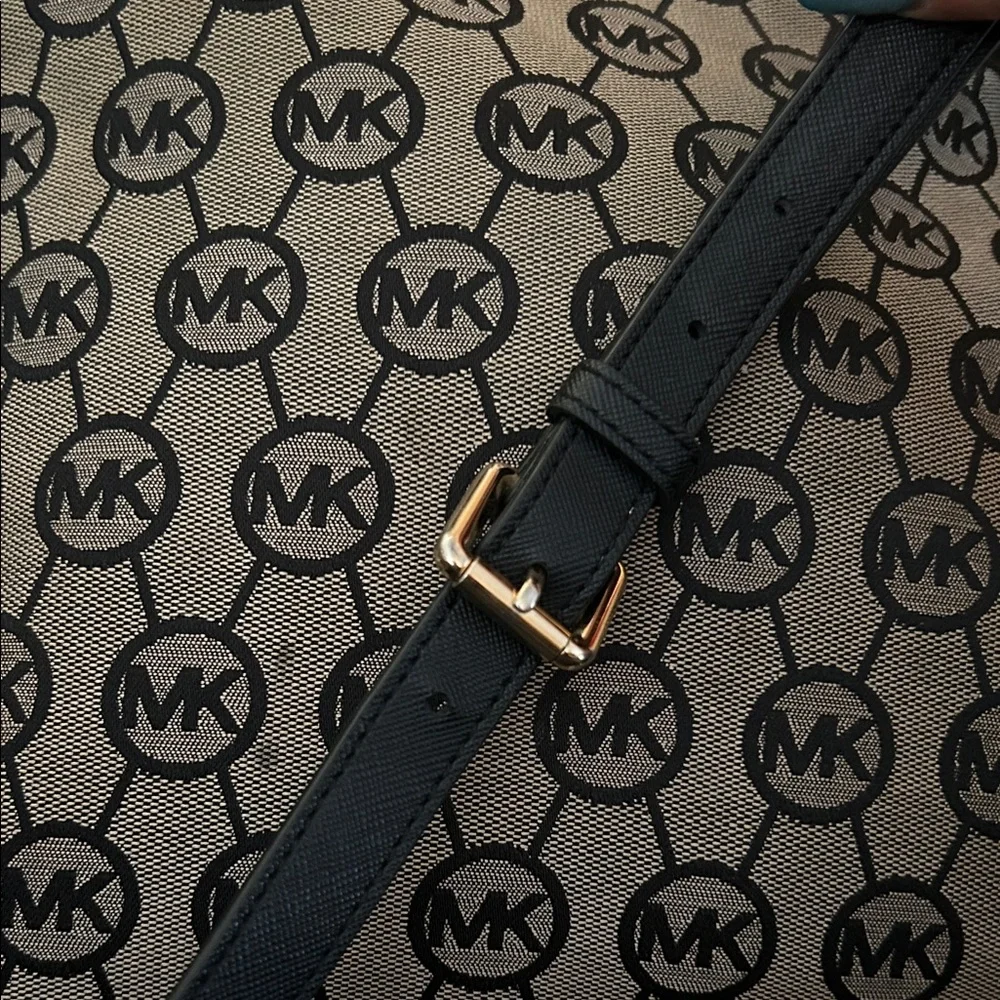 Michael Kors Tan and Black MK Signature Crossbody Bag
